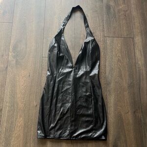 Black Faux Leather Tank Top